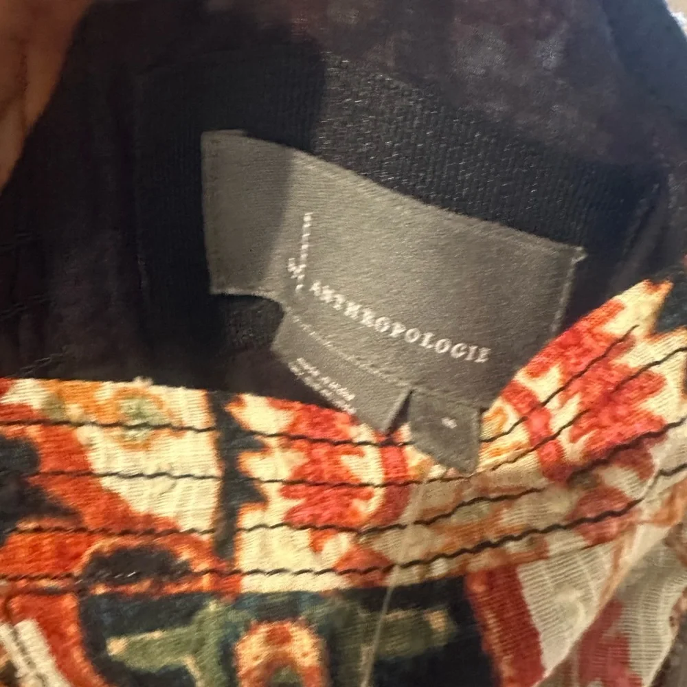 Anthropologie Black Floral Tiered Maxi Dress with Rust Accents - Picture 5 of 7